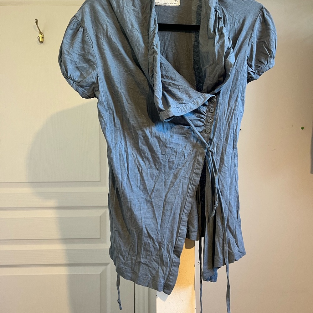 Elegant Grey Blue Women's Top
